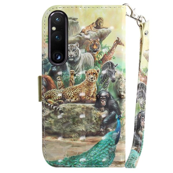 Sony Xperia 1 V Læder Cover m. Print - Vilde Dyr For Discount