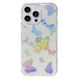 iPhone 14 Pro Hybrid Glitter Plastik Cover - Sommerfugle For Cheap