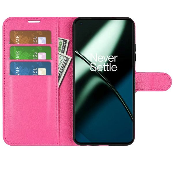 OnePlus 11 Litchi Læder Cover m. Pung - Pink Online Hot Sale