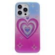 iPhone 14 Pro Glitter Plastik Cover - Hjerte & Stjerner Sale