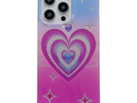 iPhone 14 Pro Glitter Plastik Cover - Hjerte & Stjerner Sale