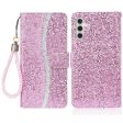 Samsung Galaxy A24 Læder Cover m. Pung & Strop - Glitter Design - Lyserød Fashion