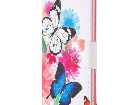 Motorola Moto G13   G23   G53 Læder Cover m. Pung & Print - Blomster og Sommerfugle Sale