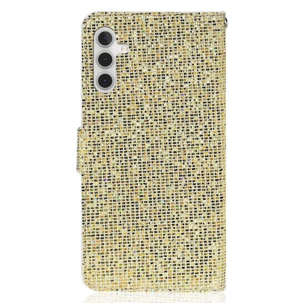 Samsung Galaxy A34 (5G) Læder Cover m. Pung & Strop - Glitter Design - Guld on Sale