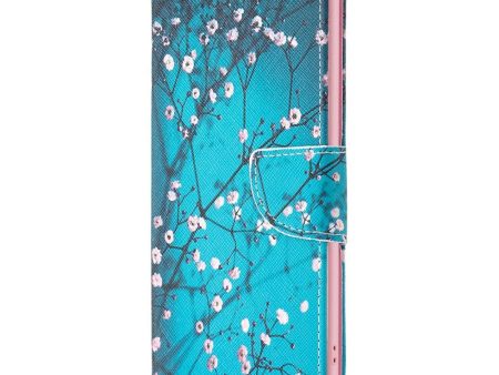 Motorola Moto E13 Læder Cover m. Pung & Print - Træ med Blomster Hot on Sale