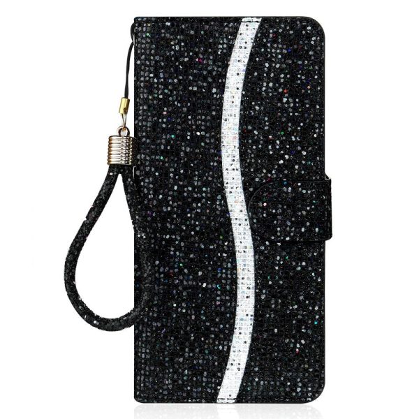 Samsung Galaxy A34 (5G) Læder Cover m. Pung & Strop - Glitter Design - Sort Discount