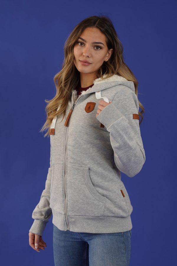 Thalia Light Heather Grey Zip Hoodie For Cheap