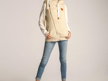 Zoe Sherpa Ivory Hoodie Vest For Cheap