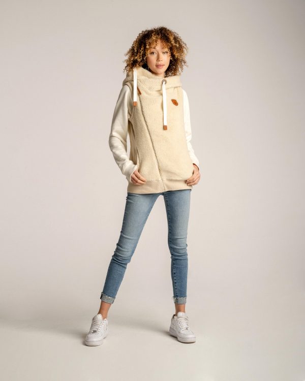 Zoe Sherpa Ivory Hoodie Vest For Cheap