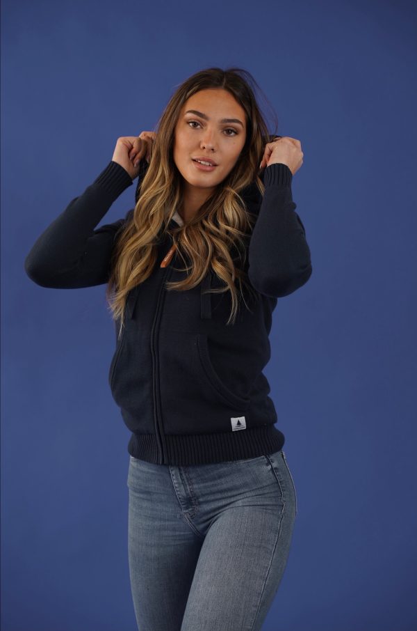 Luna Navy Zip Hoodie For Sale