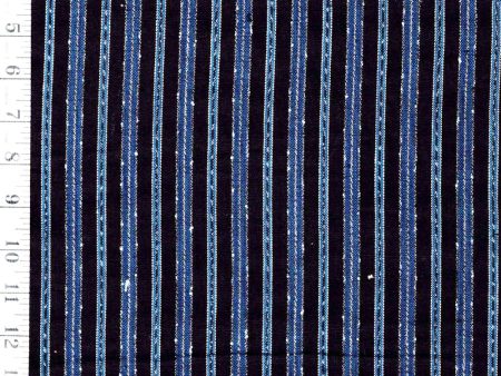 *988 - Vintage Woven Stripe Japanese cotton fabric - Navy & Dark Indigo on Sale