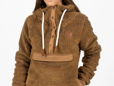 Mara Sherpa Teddy Snap-Neck Hoodie For Cheap