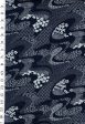 *Japanese - Sevenberry River Swirls with Japanese Motifs - Indigo - Last 3 2 3 yards Cheap