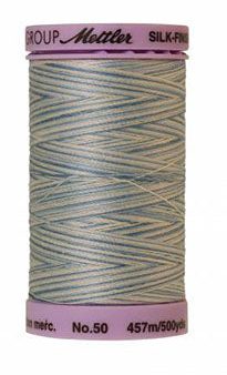 Mettler Cotton Sewing Thread - 50wt - 547 yd  500M - Variegated -  9810 Tranquil Blue For Discount