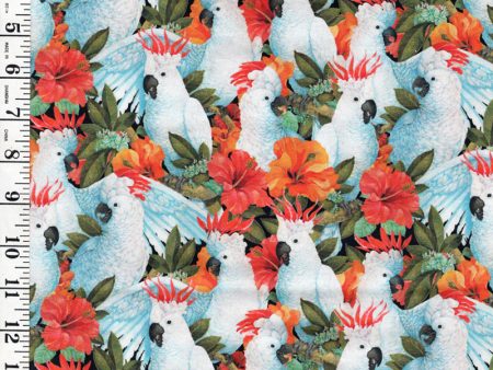 Tropical - Cockatoo Collection - Compact Cockatoos & Hibiscus - 29078-Z - Multi - ON SALE - SAVE 30% - By the Yard Cheap