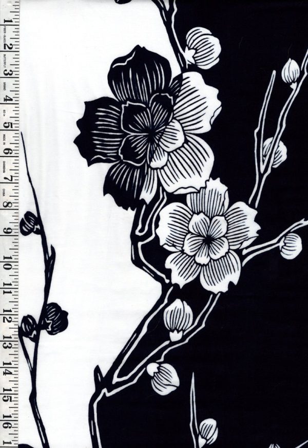 Yukata Fabric - 697 - Pretty Floral Branches - Indigo & White Sale