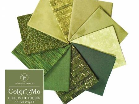 Fat Quarter Color Pack - COLOR ME - FIELDS OF GREEN - 10 Fat Quarter Bundle Cheap