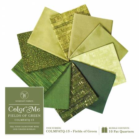 Fat Quarter Color Pack - COLOR ME - FIELDS OF GREEN - 10 Fat Quarter Bundle Cheap