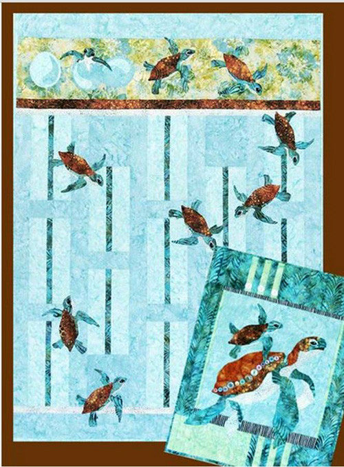 Quilt Pattern - Java House - Newly Hatched Turtle Quilt & Wall Hanging For Sale