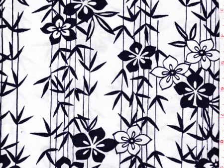 Yukata Fabric - 080 - Bamboo & Floral Columns Fashion