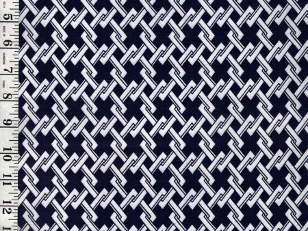 *Yukata Fabric - 991 - Interlocking Diamonds - Traditional 14  wide - White & Indigo For Discount