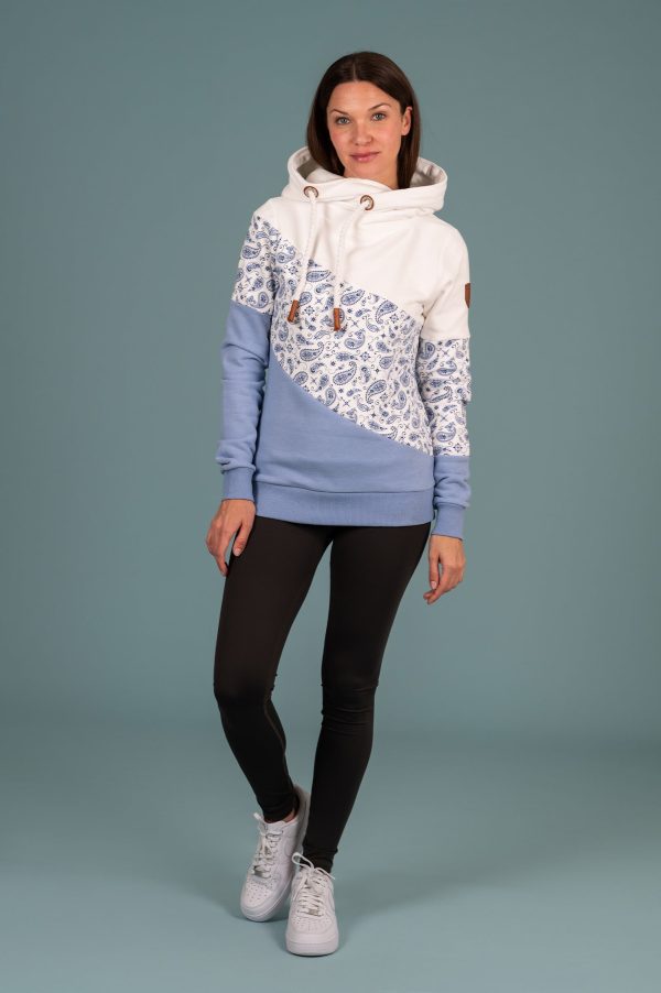 Selene Blue Print Hoodie in Ivory Mix Fashion