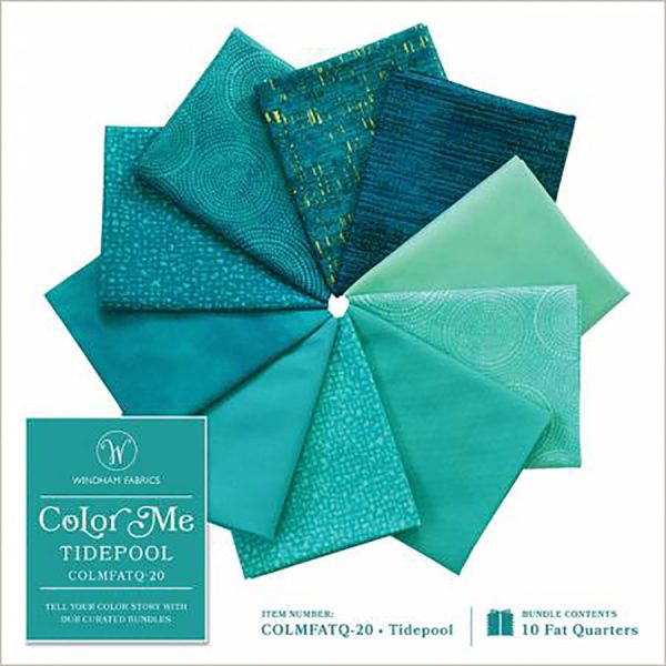 Fat Quarter Color Pack - COLOR ME - TIDEPOOL - 10 Fat Quarter Bundle For Sale