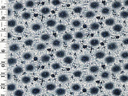 *Japanese - Sevenberry Kiku (Chrysanthemums) - Indigo & Gray - Last 1 yard Sale