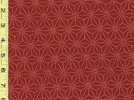 Japanese - Sevenberry Kasuri Collection - Asanoha with Sashiko-Like Stitches (2 ) - SB-88220D3-1 - Brick Red Fashion