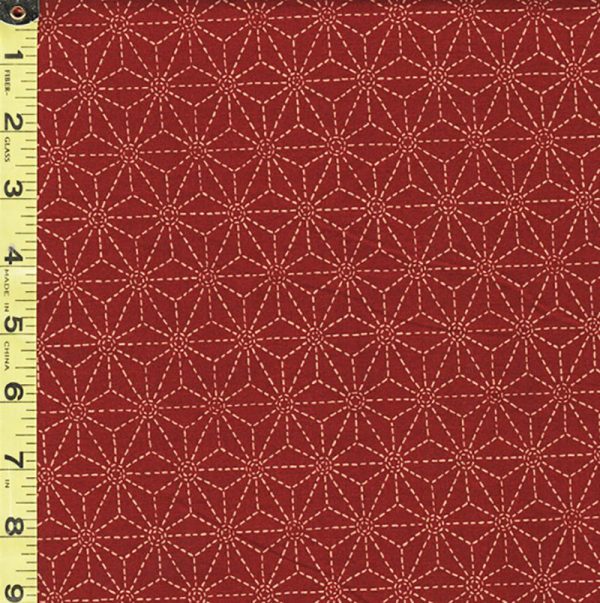 Japanese - Sevenberry Kasuri Collection - Asanoha with Sashiko-Like Stitches (2 ) - SB-88220D3-1 - Brick Red Fashion