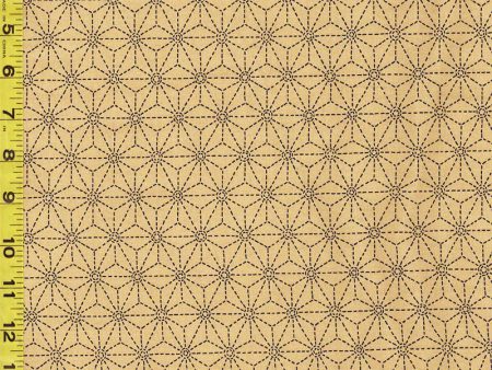 Japanese - Sevenberry Kasuri Collection - Asanoha with Sashiko-Like Stitches (2 ) - SB-88220D3-2- Tan For Discount