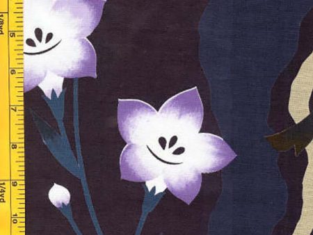 Yukata Fabric - 027 - Lavender Flowers on Purple. For Discount