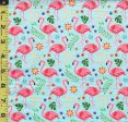 Tropical - Pink Flamingos - 04620-B - Aqua - ON SALE - SAVE 30% - By the Yard Online