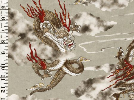 *Japanese - Cosmo Fiery Dragons in the Clouds - SP3700-1A-Gray on Sale