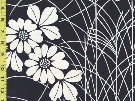 Yukata Fabric - 050 - Daisies & Long Grasses - Indigo Hot on Sale