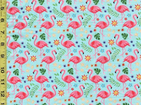 Tropical - Pink Flamingos - 04620-B - Aqua - ON SALE - SAVE 30% - By the Yard Online