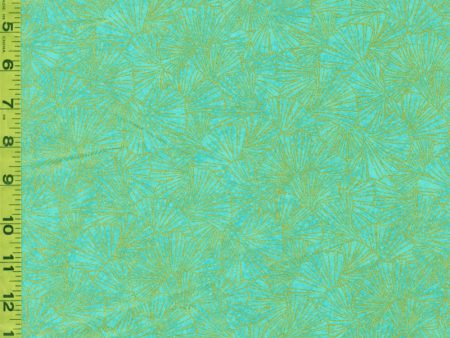 Asian - Northcott Ginkgo - Shimmer Compact Ginkgo Leaves - 26856M-64 - Turquoise Hot on Sale