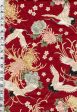 Japanese - Cosmo Flying Cranes, Mums, Peonies & Cherry Blossoms - Shantung Dobby Weave - AP42901-2B - RED Cheap