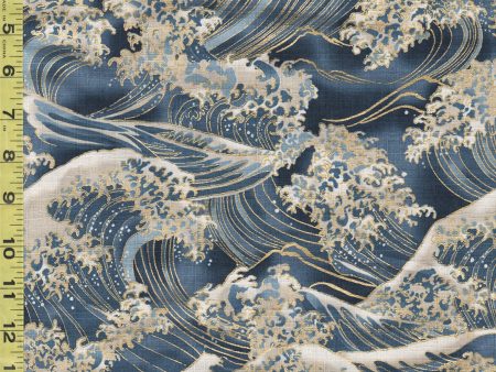 *Japanese - Hokkoh Great Waves - Dobby Weave - 1024-1110-2B - Blue Sale