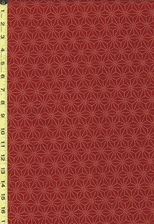 Japanese - Sevenberry Kasuri Collection - Asanoha with Sashiko-Like Stitches (2 ) - SB-88220D3-1 - Brick Red Fashion