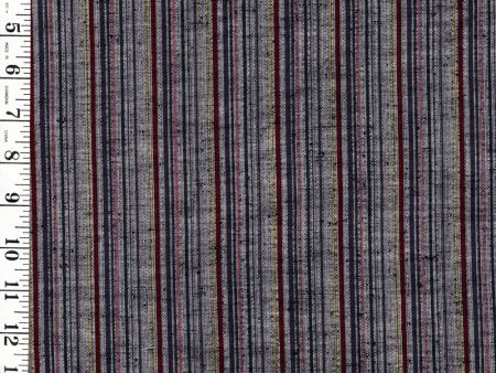 *1008 - Japanese Silk - Silk Blend - Tsumugi Stripes - Purple, Maroon, Gray For Cheap