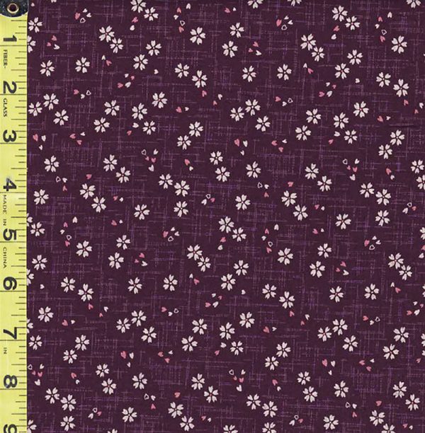 Japanese Sevenberry - Kasuri Collection - Tiny Floating Cherry Blossoms with Pink Petals - SB-88227D2-4 - Purple Online now