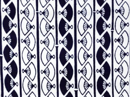 Yukata Fabric - 083 - Fan Columns - White For Sale