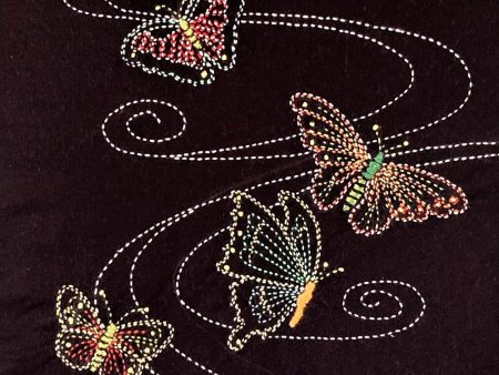 Sashiko - Pre-printed Panel - Sashiko Scenes - Butterflies & Water Swirls on Sale