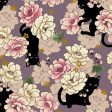 *Quilt Gate - Neko Mini Cats & Peonies - HR3450-11D - HYACINTH Online now