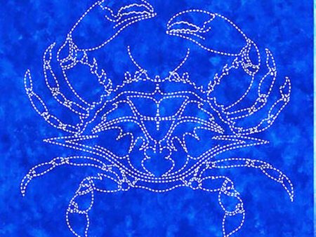 Sashiko - Pre-printed Sea Life Panel - Crab - Blue For Discount