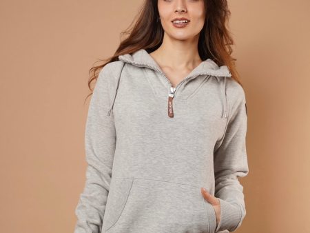 Faith Half-Zip Hoodie in Light Heather Grey Cheap