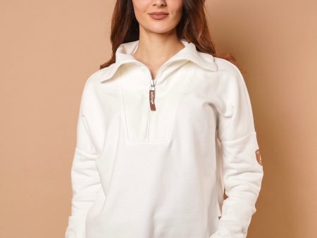 Padma Ivory Half-Zip Sweatshirt For Cheap