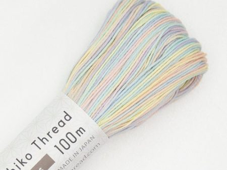 Sashiko Thread - Olympus - Large 100m Skeins - Short Pitch Variegated #302 - Pastels (Lavender, Baby Blue, Soft Yellow, Mint Green, Pink)) Supply