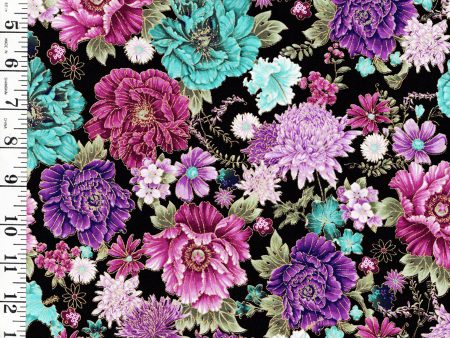 *Asian - SHIZUKA - Compact Floral Mums, Peonies & Blossoms - FLEUR-CM3163 - BLACK Supply